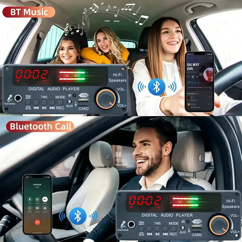 KEBIDUMEI Bluetooth 5.3 DIY MP3 WAV Decoder Board DC 12V Wireless Car USB MP3 Player TF Card Slot USB FM Radio with 6.5MM Mic by InterCyprus Trading Ltd