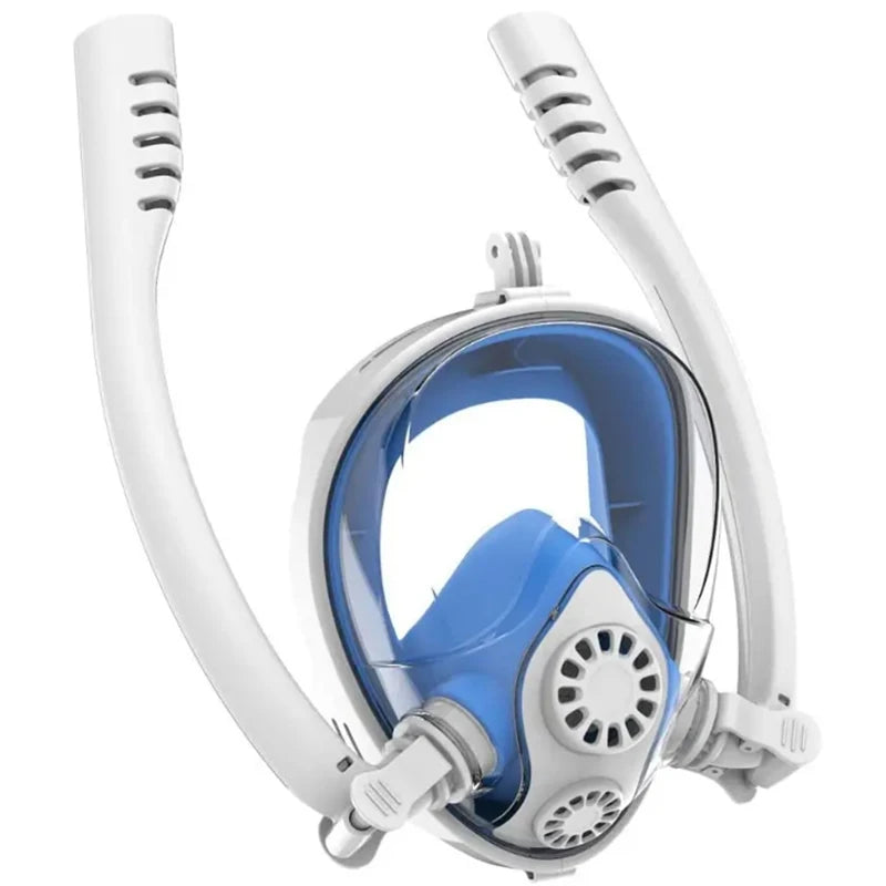 180 Degree Full Face Snorkel Mask Pro &ndash; Wide-Eye Panorama White-Blue / L/XL