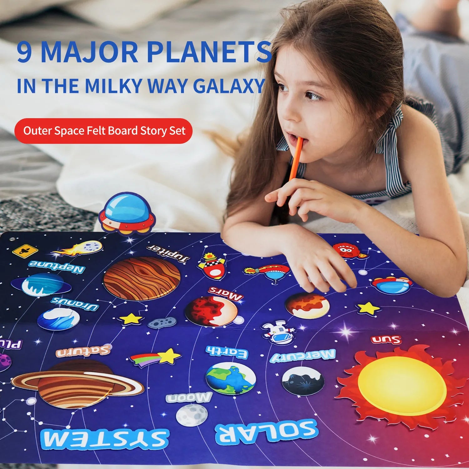 41PCS Space Felt Story Board Set &ndash; Hangable Solar System Kit