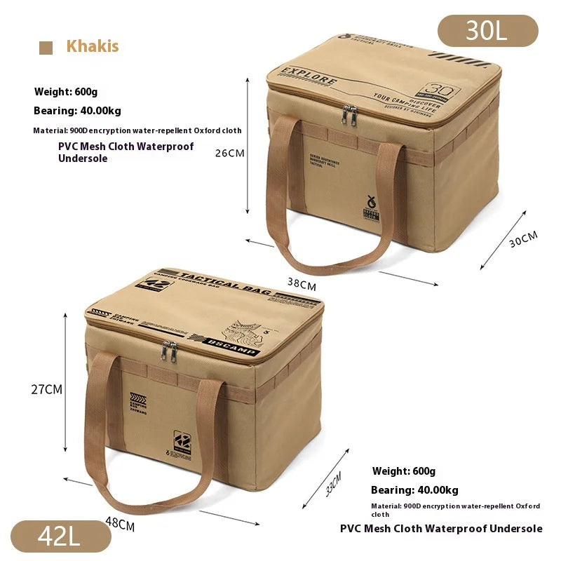 30-42L Camping Equipment Storage Bag &ndash; Exceptional Organization and Insulation Khaki 42L