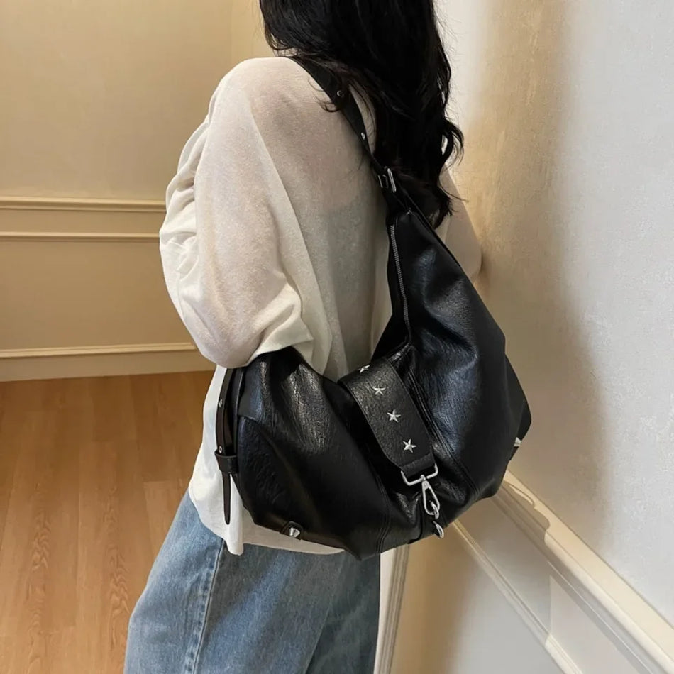 Bolso Hobo Casual de Cuero PU para Mujer, Bolso Cruzado de Un Hombro con Acabado de Alta Calidad
