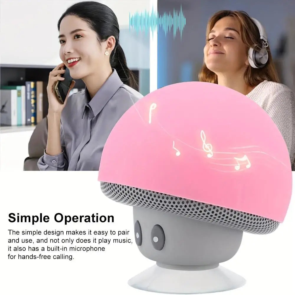 Mushroom Shaped Bluetooth Speaker with Suction Cup - Cute, Portable, Dustproof, Perfect Gift for Kids &amp; Women