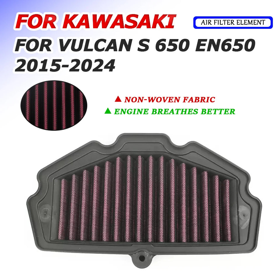 Kawasaki Vulcan S 650 Air Filter With High Flow, Nonwoven Fabric Element for EN650 2015 to 2024