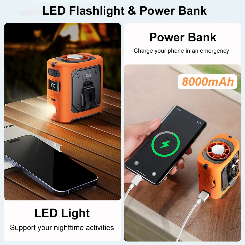 RauGee Portable Waist Fan &ndash; 8000mAh Power Bank Clip Cooling