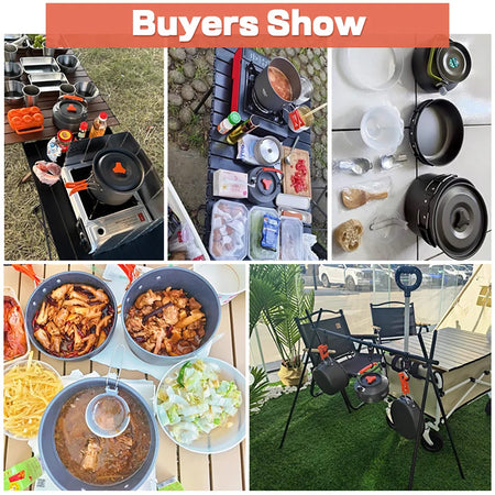 LISM Camping Cookware Set for 2-3 People - Lightweight Aluminium Cooking Pots and Teapot