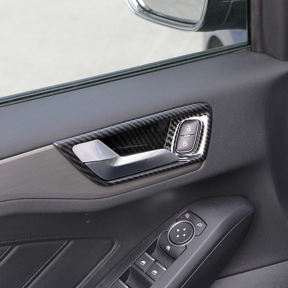 Interior Door Handle Bowl Cover with Chrome Frame Trim for Ford Focus MK4 2018-2020