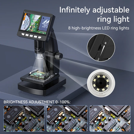 4.3 Inch 1000X Digital Microscope &ndash; 1080P Video 8 LED
