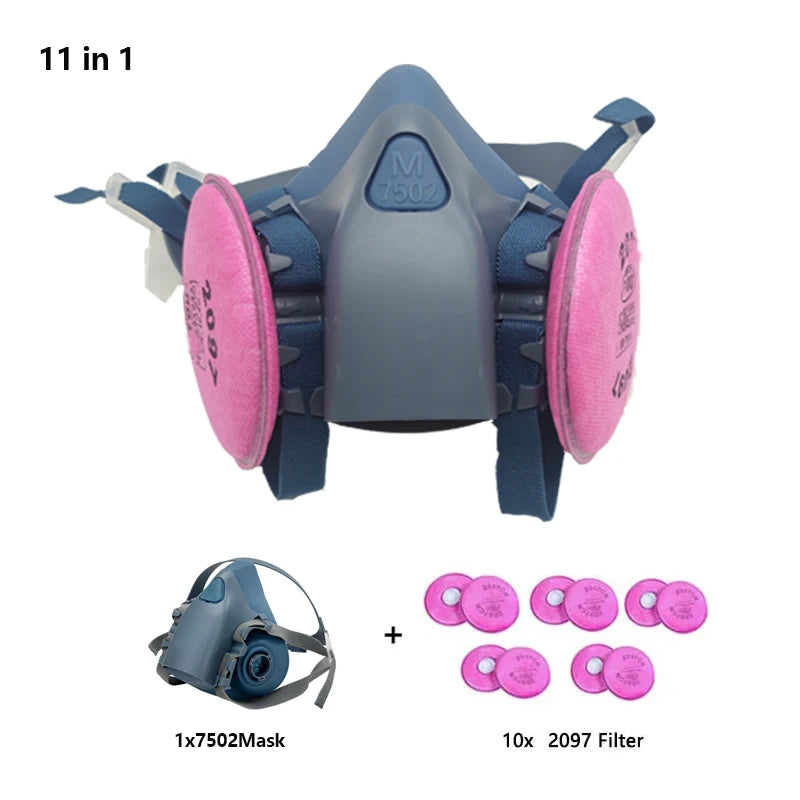 7502 Silicone Respirator Gas Mask Set &ndash; Goggles Included 11in1-2097