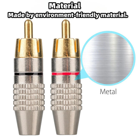 RCA Male Plug 45mm Solderless Gold Connector &ndash; Locking