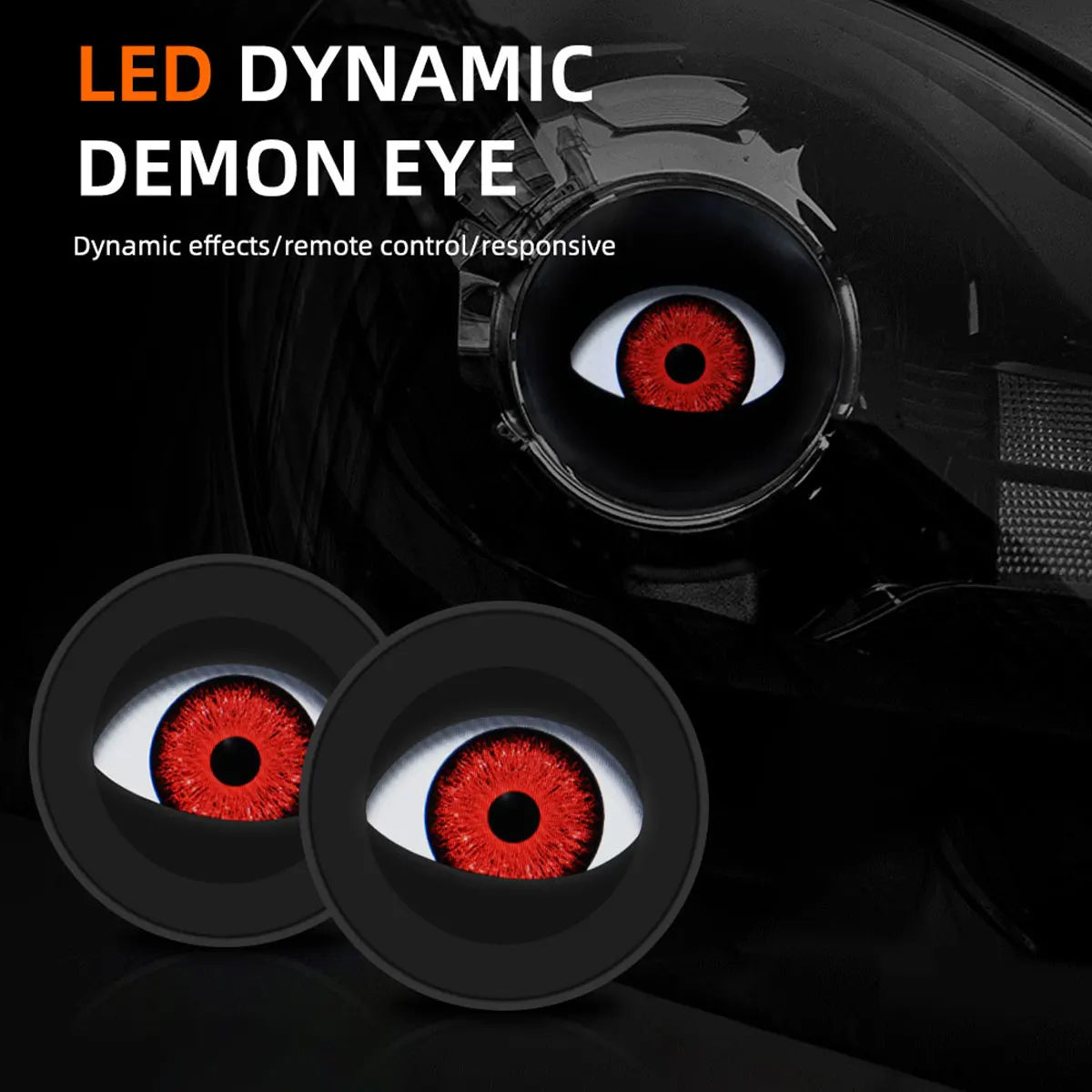 Motorcycle Dynamic Devil Eyes LED Lights &ndash; Remote Control Customization