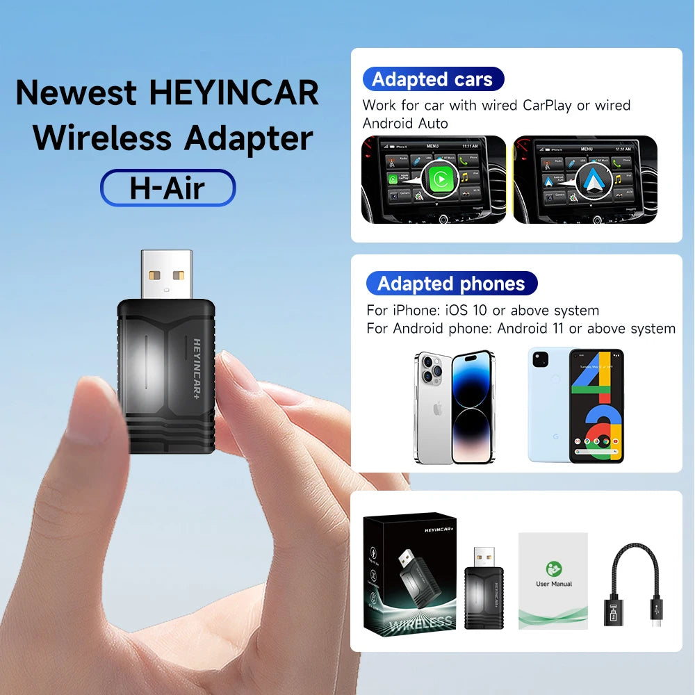 HEYINCAR 2025 2in1 Wireless Android Auto Adapter &ndash; Seamless Wireless Carplay Connectivity