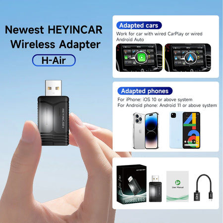 HEYINCAR 2025 2in1 Wireless Android Auto Adapter &ndash; Seamless Wireless Carplay Connectivity