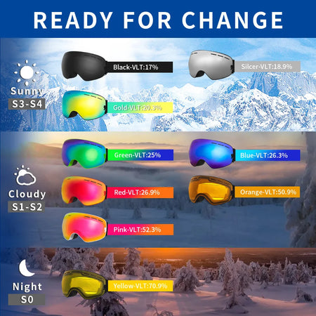 Outdoor Ski Goggles UV400 Protection &ndash; Anti Fog Glasses