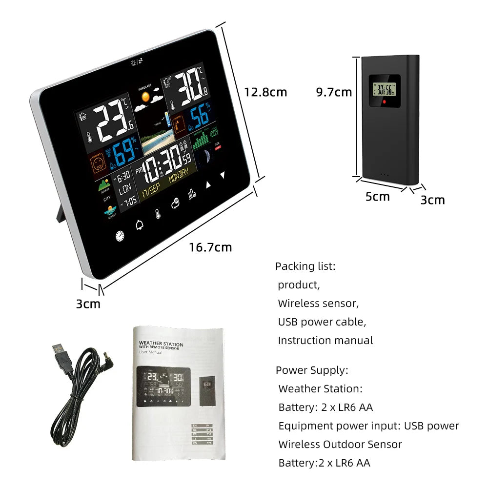 Multifunctional Weather Station &ndash; Touch Screen &amp; Wireless Sensor FJ3362G