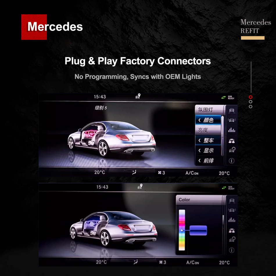 Tweeter Rotativ Ambient 4D ABS și Metal Mercedes-Benz, Se Potrivește W167 W205 W206