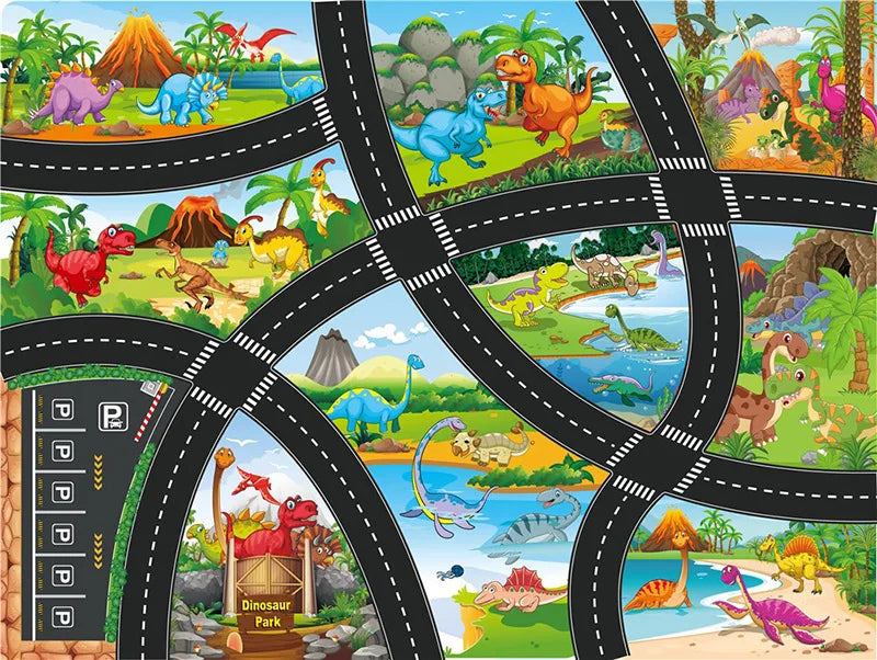 Coolplay City Road Map Mat &ndash; Interactive Traffic Play Area for Kids Map C 80x60cm