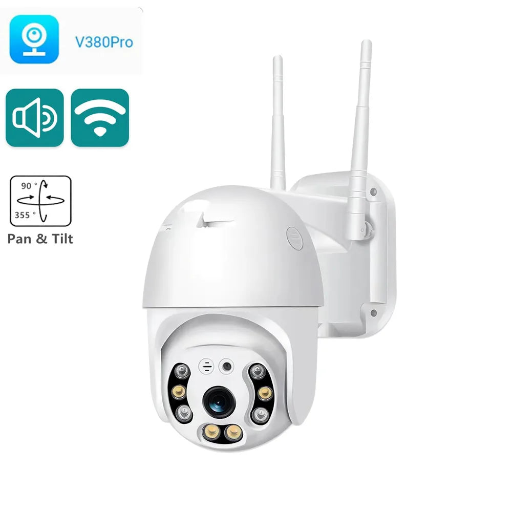3MP WIFI Security Cameras Outdoor V380 Pro APP CCTV Two Ways AUDIO Spe ...