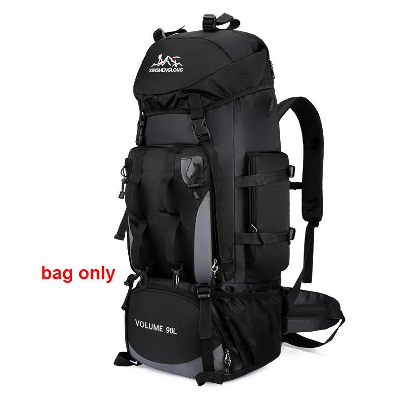 Hiking Trekking Bag &ndash; Waterproof 90L Capacity For Outdoors Black