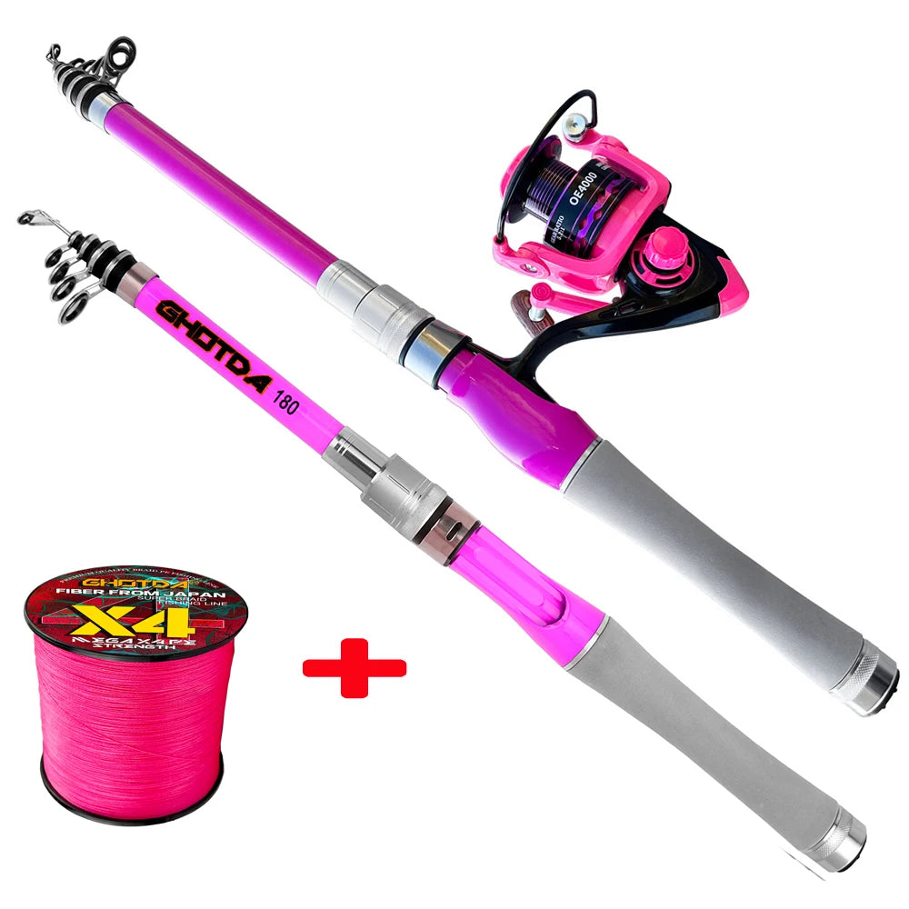 Portable Telescopic Fishing Rod Combo with Spinning Reel - 1.5-2.4m for Freshwater