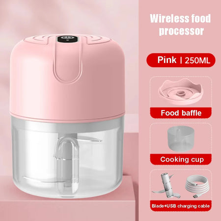 Mini Meat Grinder YC-01 &ndash; USB Rechargeable Convenience Pink 250ML