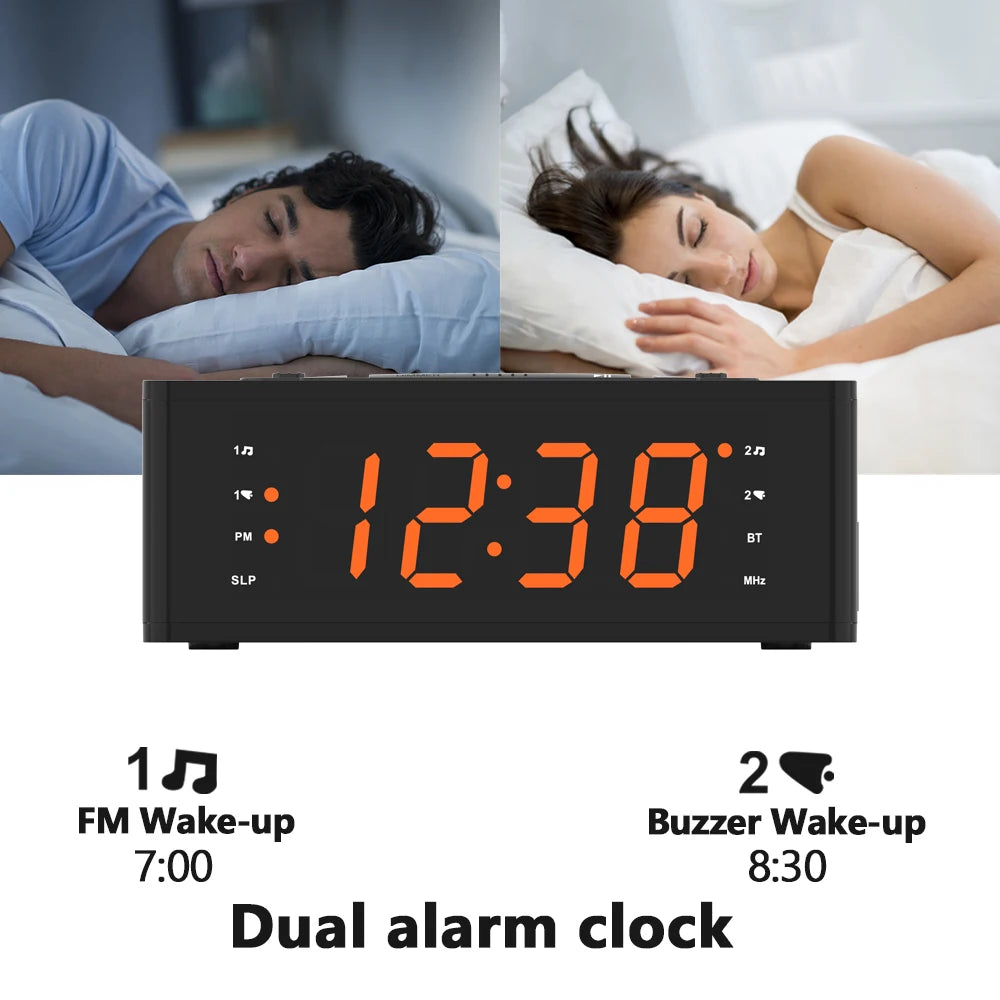 iTOMA Alarm Clock &ndash; Dual Alarm with FM Radio and LED Display