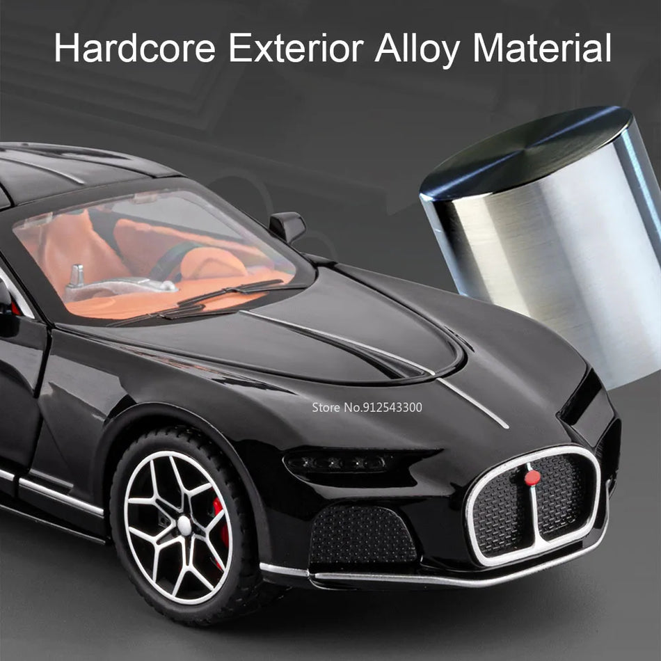 Model de mașină din metal la scară 1:32, din diecast, cu retragere, uși deschise.