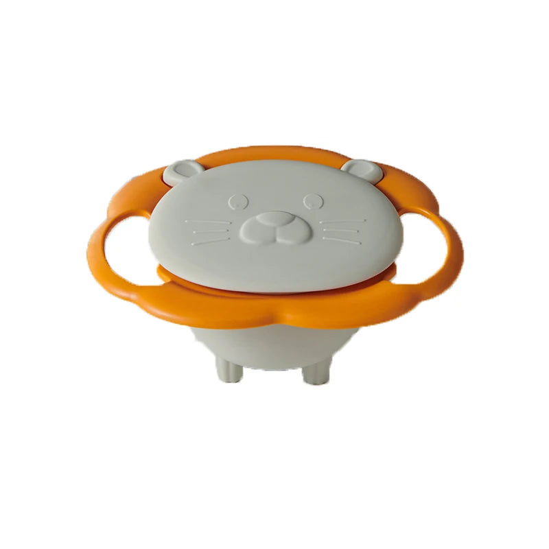 360-Degree Rotating Gyro Bowl for Kids &ndash; Fun Lion Design GRAY