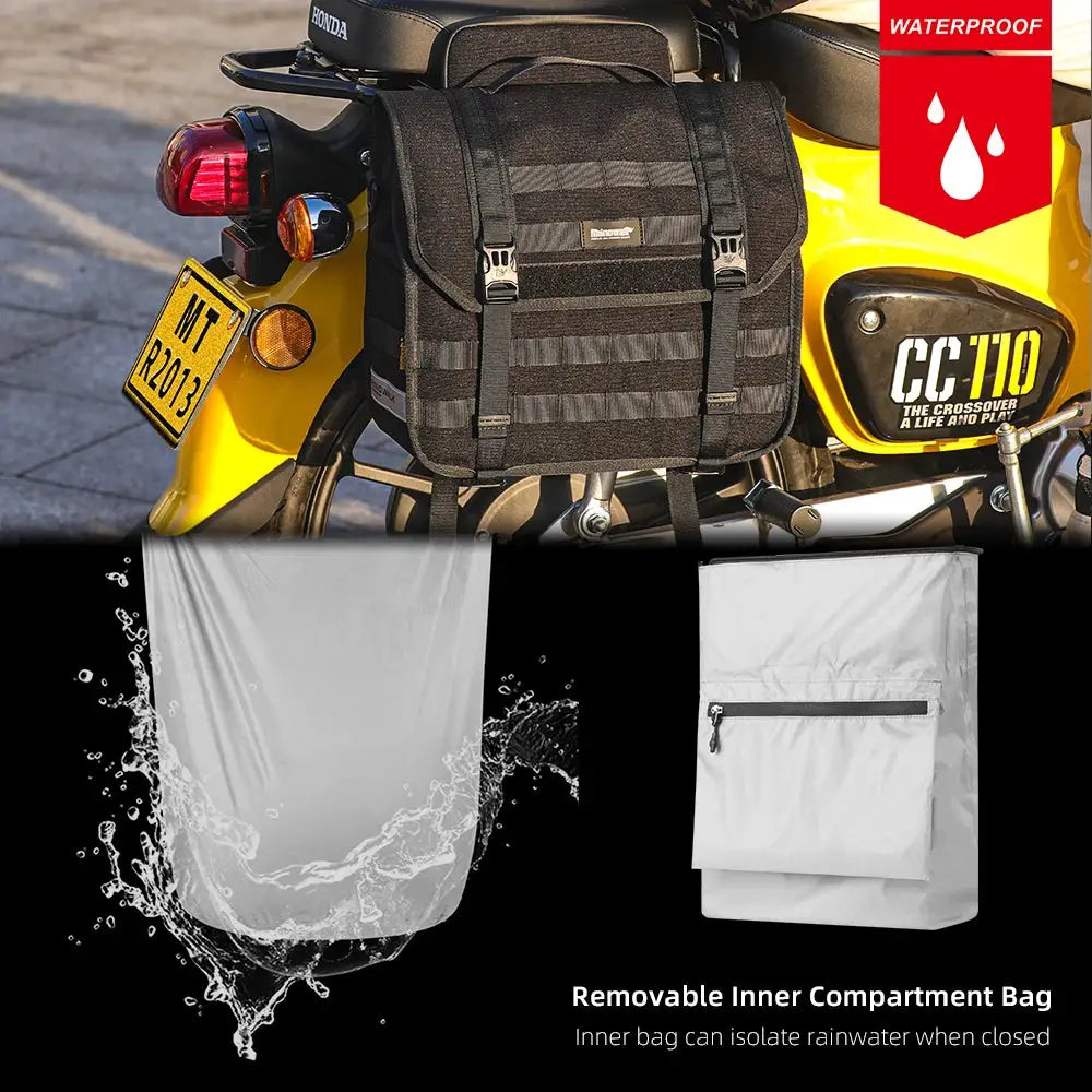Rhinowalk Motorcycle Side Bag 13L Rainproof Quick Release Motor Saddle Bag With Inner Support Board Tail Rack Storage Luggage by InterCyprus Trading Ltd