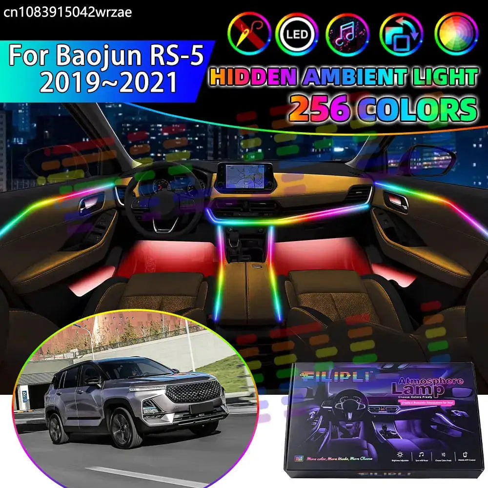 For Baojun RS-5 2019 2020 2021 RGB Car Interior Ambient Lights Strips Breathing Lighting Kit App Control LED strips Auto Parts by InterCyprus Trading Ltd