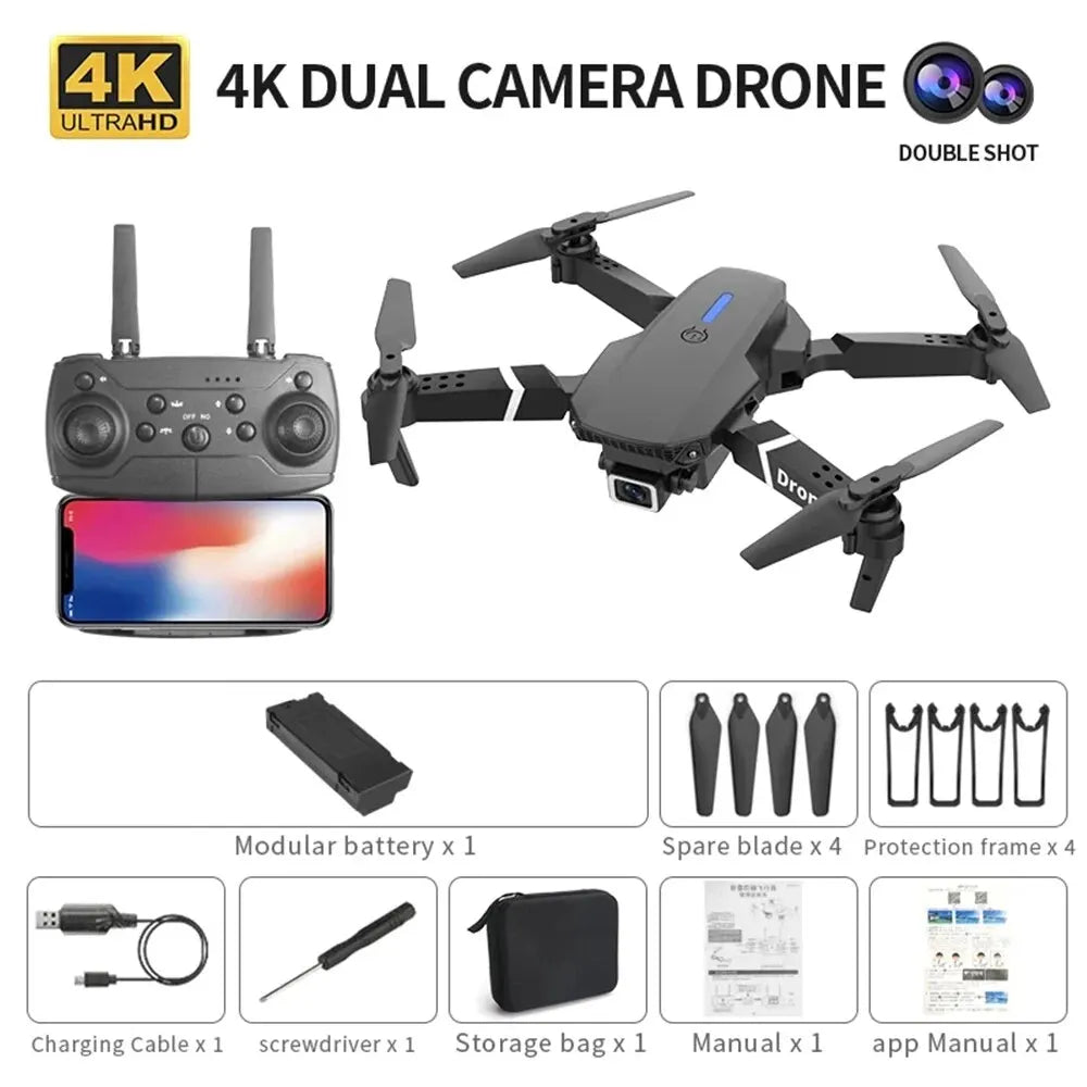 Professional Drone E88 &ndash; 4K Wide-Angle HD FPV Camera Dual Camera