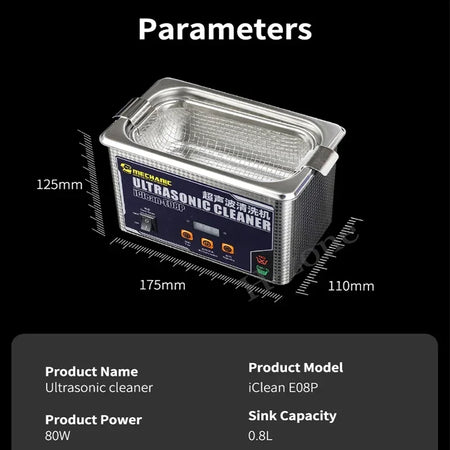 MECHANIC IClean E08P Ultrasonic Cleaner &ndash; High Frequency Multifunctional Cleaning Bath E08P / 110V