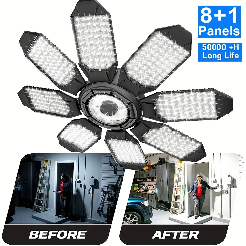 LED Garage Light 5 8 10 Adjustable E27 E26 &ndash; Ultra Bright 8 Panels