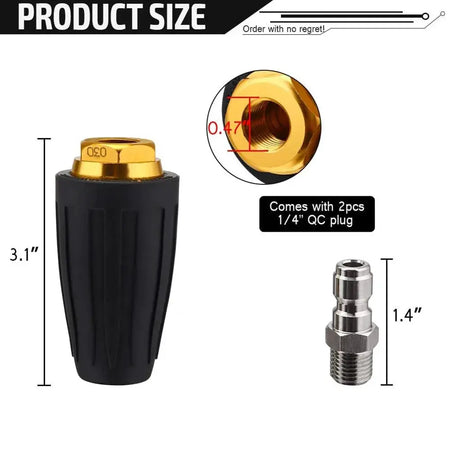 Turbo Nozzle for Pressure Washer 360° Rotating with 1/4" Quick Connector, 3600 PSI, Orifice 2.5/3.0/3.5/4.0 GPM by InterCyprus Trading Ltd