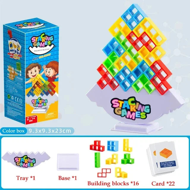 64PCS Tetra Tower Balance Blocks &ndash; Family Game Night 16 blocks no box