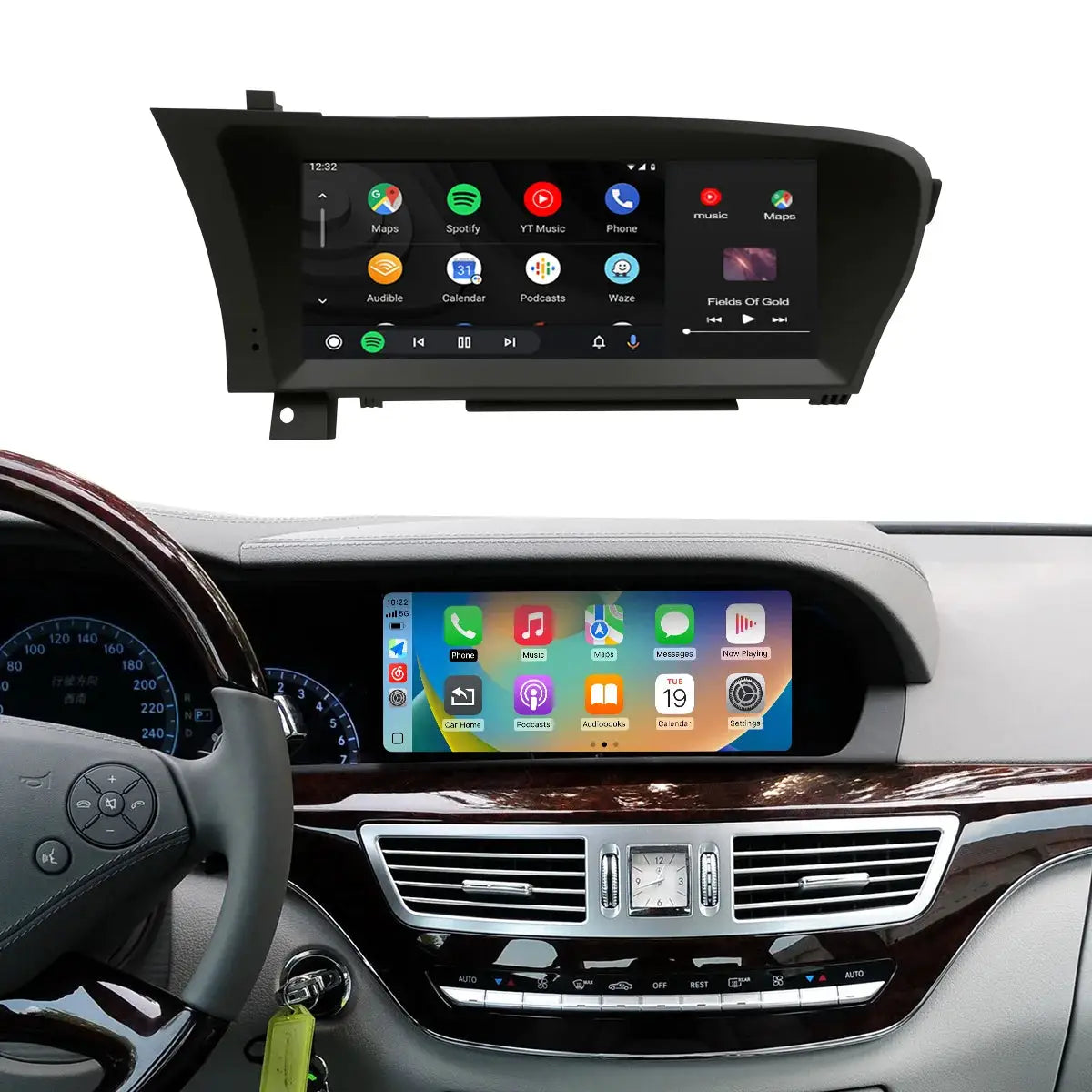 Wireless CarPlay Android Auto 10.25 Inch Screen for Mercedes Benz S-Class/CL W221 NTG3.0/3.5 System 2006-2012 With Navigation BT by InterCyprus Trading Ltd
