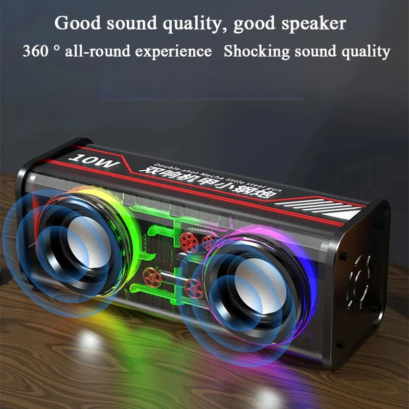 Transparent TWS Bluetooth Speaker 5.0 with Double Bass Diaphragm, RGB Lights, and Dual Subwoofer for Party Music