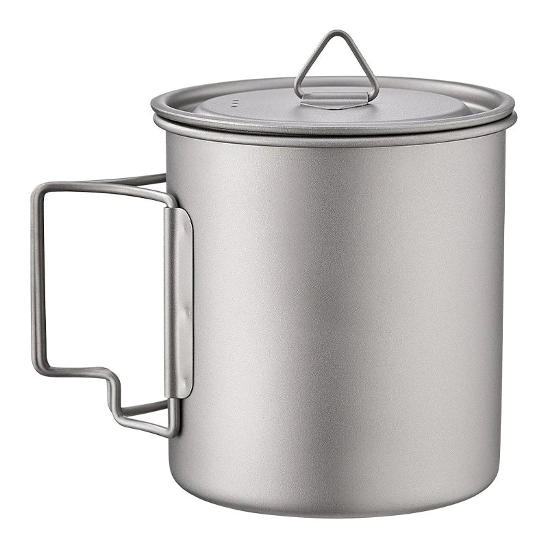 Outdoor Titanium Camping Cup - Foldable Handle Portable