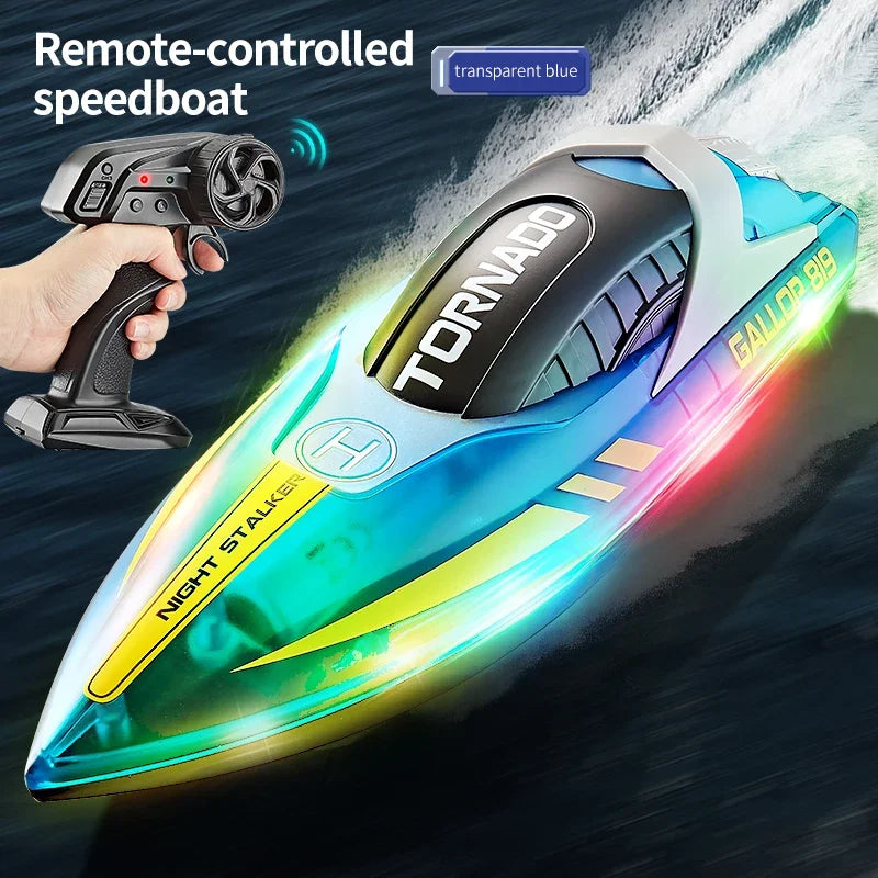 HJ819 RC Boat Luminous &ndash; Ultra Fast 15KMH With LED Lights Blue