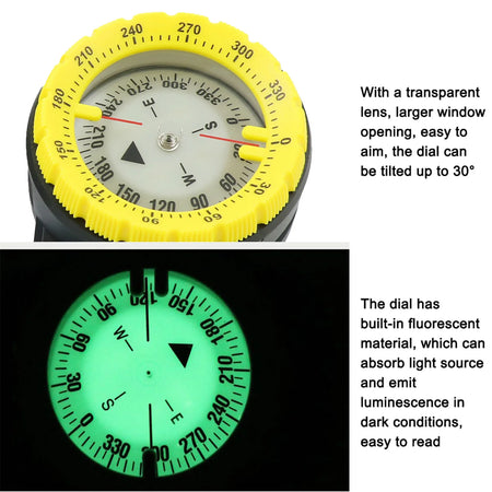 Underwater Diving Compass - Luminous Dial With Elastic Rope