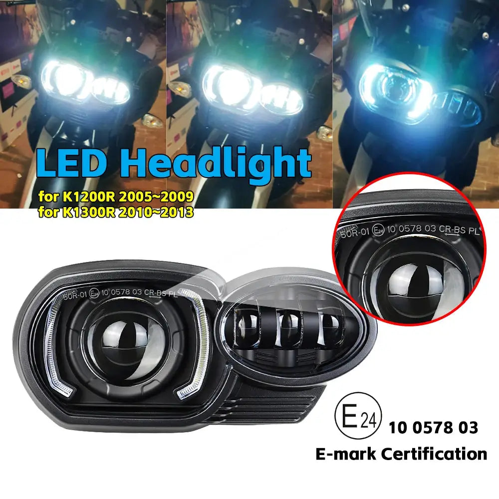 Motorcycle LED Headlight for BMW K1200R 2005~2009 K1300R 2010~2013 Upgrade Replacement Headlamp with DRL Light by InterCyprus Trading Ltd