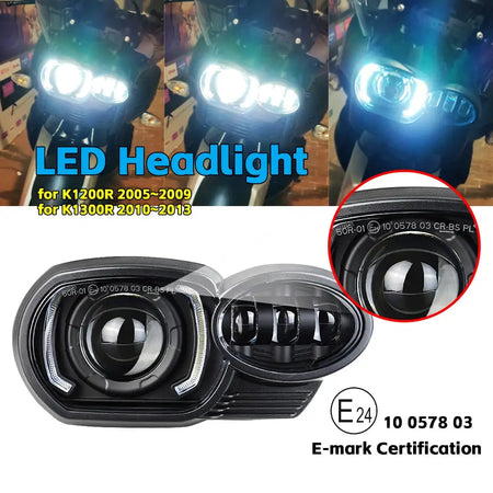 Motorcycle LED Headlight for BMW K1200R 2005~2009 K1300R 2010~2013 Upgrade Replacement Headlamp with DRL Light by InterCyprus Trading Ltd