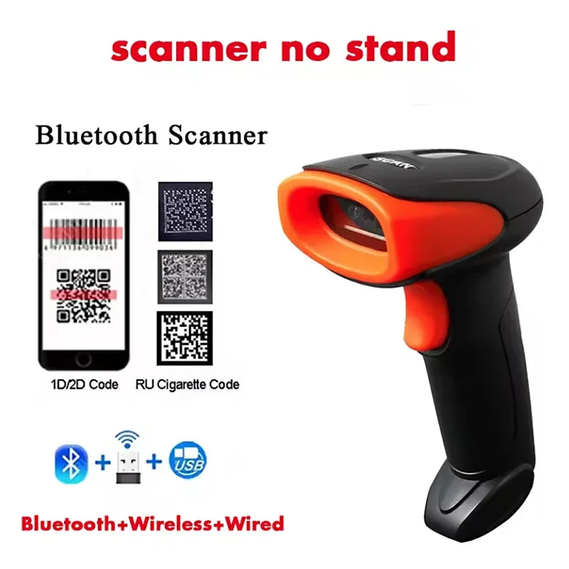 2D Handhel Barcode Scanner With Holder &ndash; Wireless Dual Mode scanner no stand