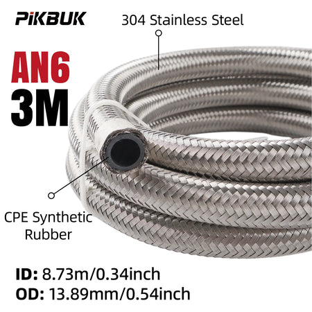Stainless Steel Braided Fuel Hose With CPE Rubber Core AN4 AN6 AN8 by InterCyprus Trading Ltd