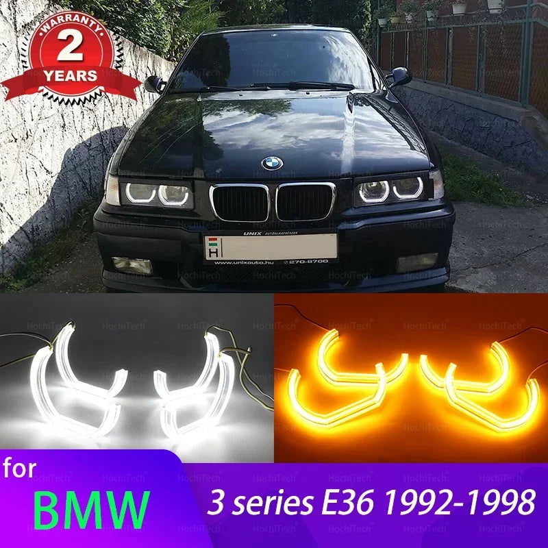 Fari LED Angel Eyes DRL con lente in cristallo per BMW E36 Serie 3