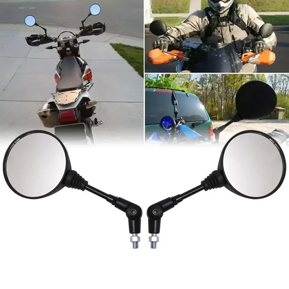 Folding Motorcycle Side Mirror Universal 10mm ABS Rearview Mirror Black by InterCyprus Trading Ltd
