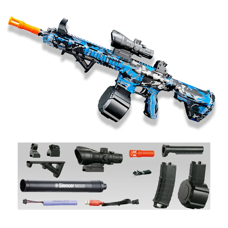 M416 Electric Gel Ball Blaster Toy Gun for Kids &amp; Adults | Outdoor Fun Blue
