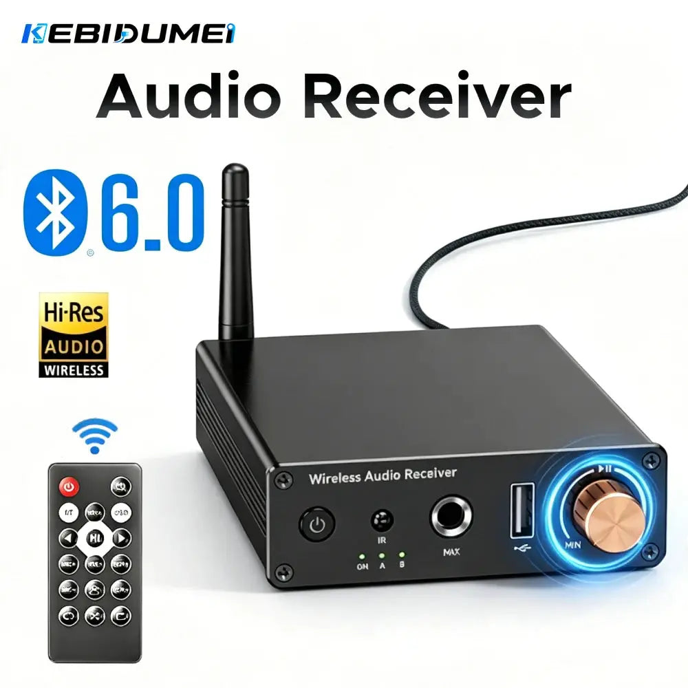KEBIDUMEI Bluetooth 6.0 Audio Receiver 3.5mm AUX RCA USB Wireless Audio Adapter With 6.5MM Mic Remote Control For PC TV Car Kit by InterCyprus Trading Ltd
