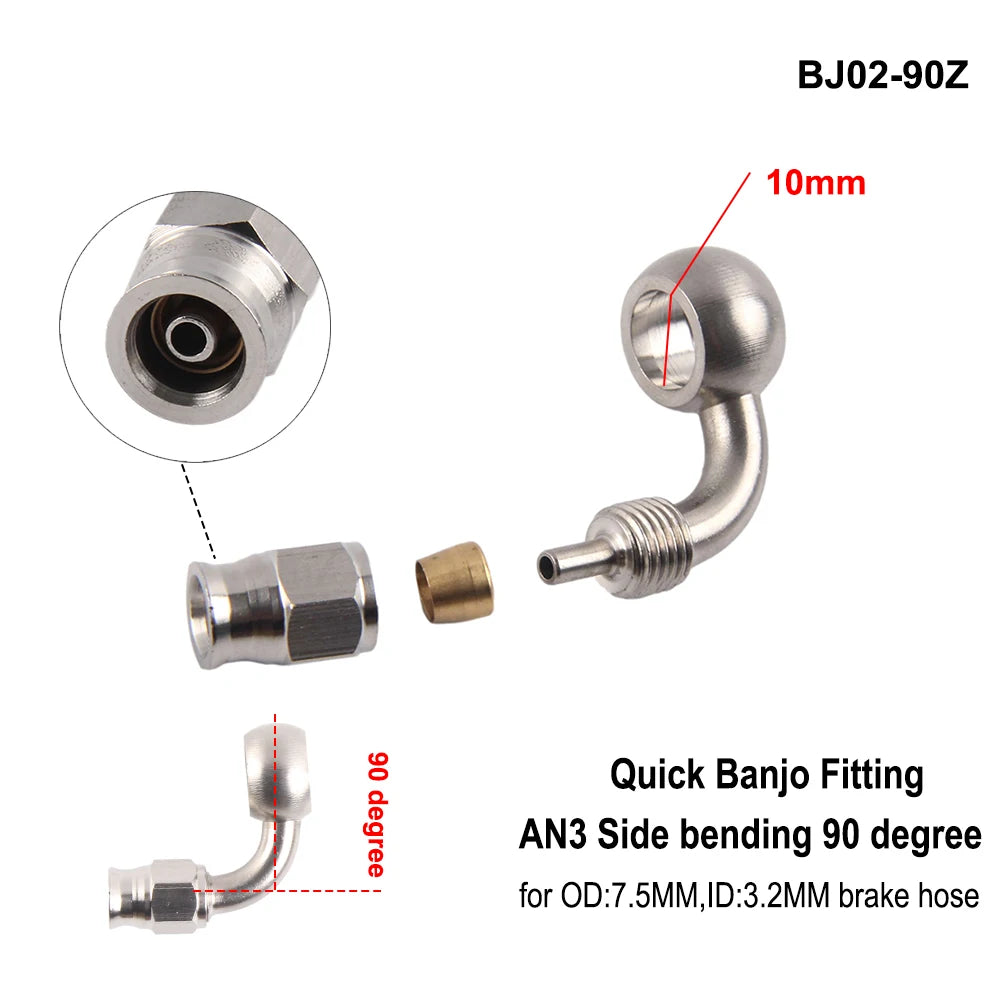 AN3 Motorcycle Hydraulic Brake Oil Hose Line Banjo Fitting M10x1 &ndash; Durable Stainless Steel Construction