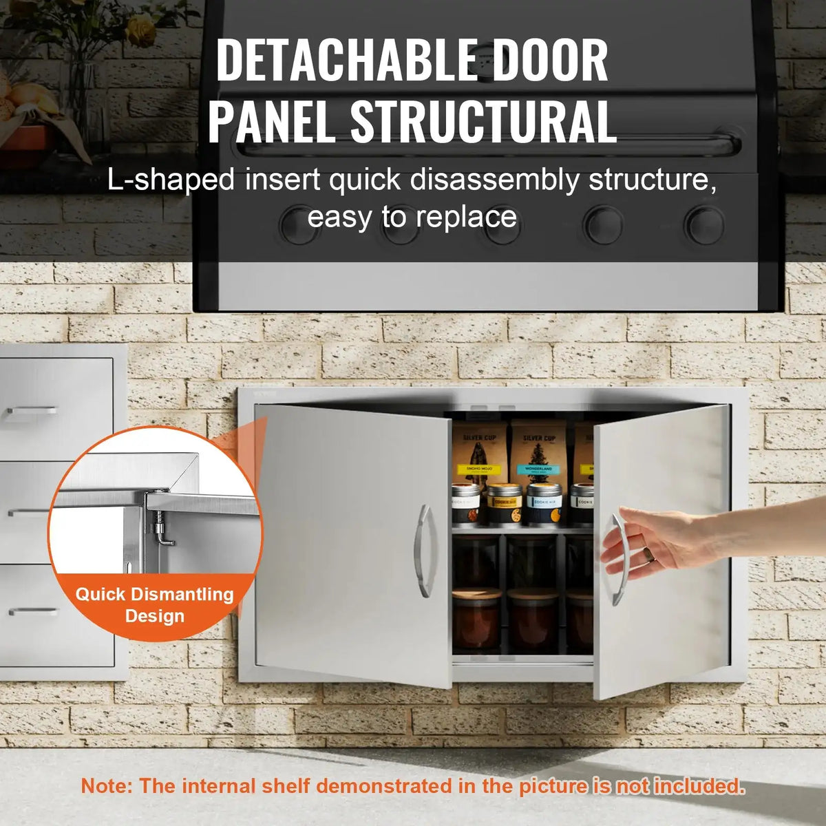 Stainless Steel BBQ Access Door Flush Mount Outdoor Kitchen