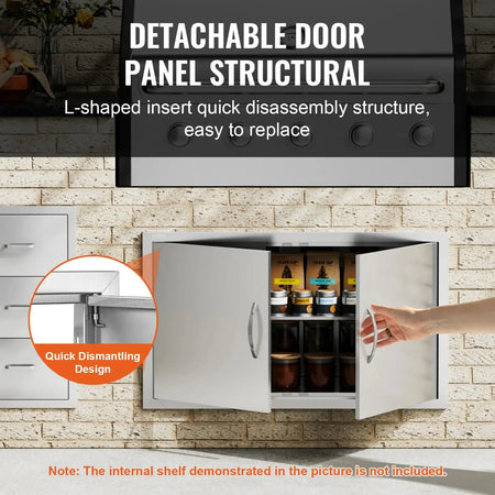 Stainless Steel BBQ Access Door Flush Mount Outdoor Kitchen